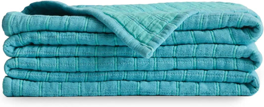 Summer Cotton Throw Blanket - 100% Breathable & Lightweight for Outdoor Picnics, Beach, Park - Machine Washable 60x80 Teal