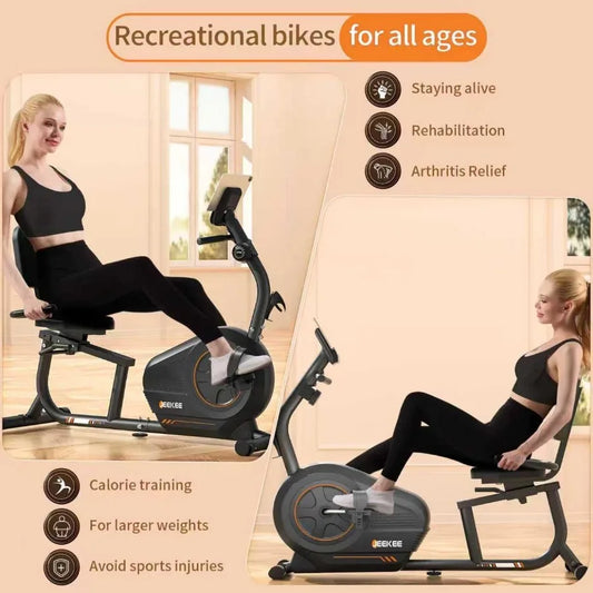 Recumbent Exercise Bike for Seniors: Ideal Stationary Bikes for Home Use with 300LB Weight Capacity and 16 Levels Magnetic Resi