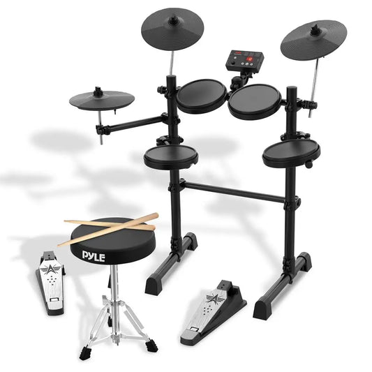 7-Piece Electric Drum Set, MIDI, Preloaded Sounds, Record Mode, Foot Pedals, Drumsticks