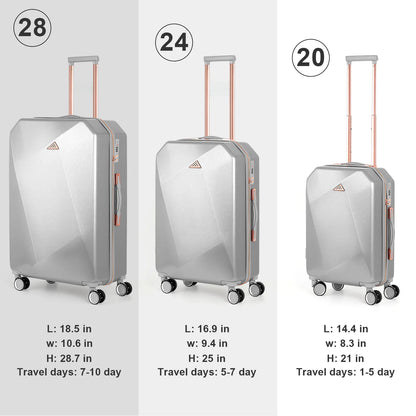 3PCS Luggage Set ABS Hardside Travel Luggage with Spinner TSA for Business Trip ABS Travel Luggage Set