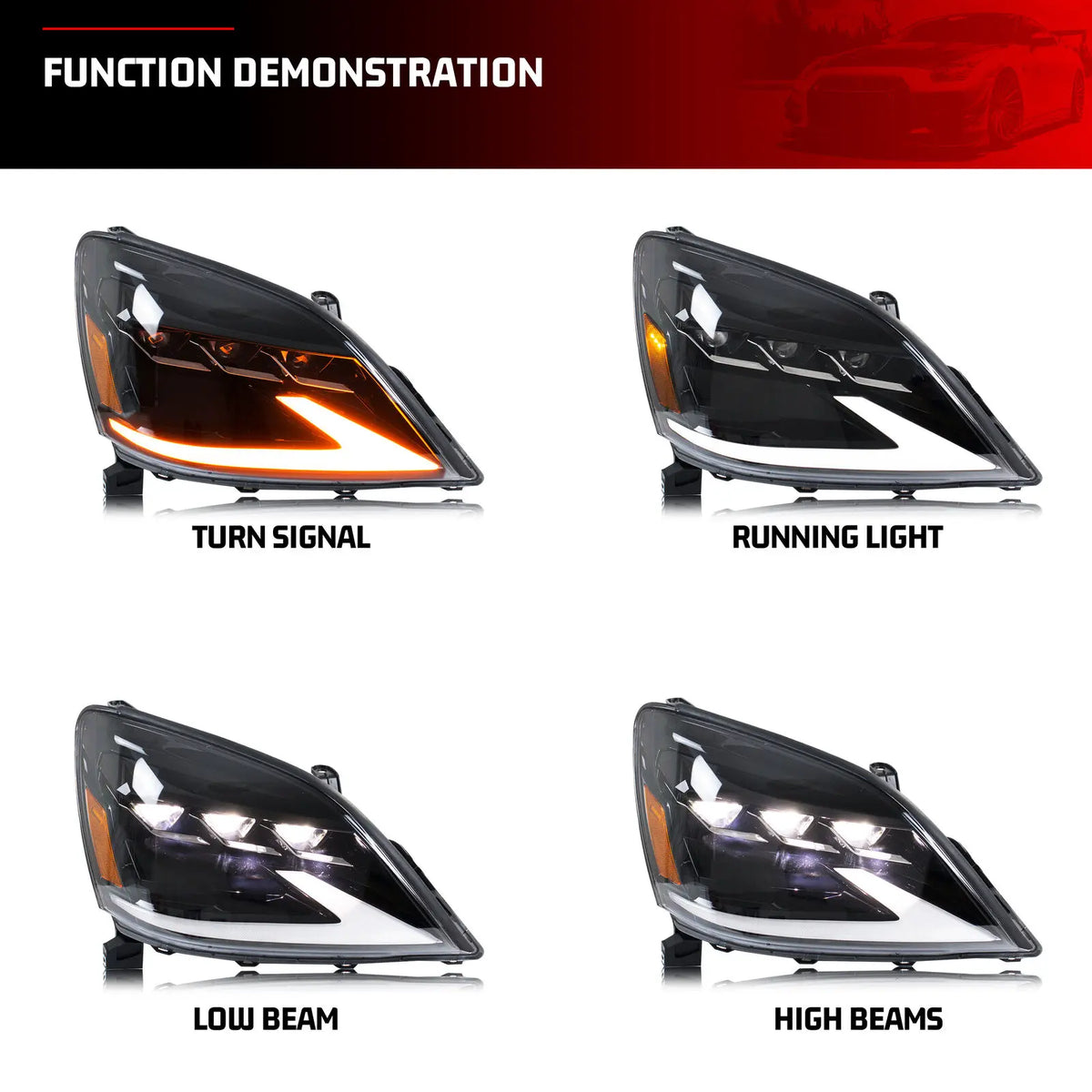 LED Headlights for Lexus GX470 2003-2009 Sequential Turn Signal Triple Projector DRL Black Housing Front Lamps Assembly