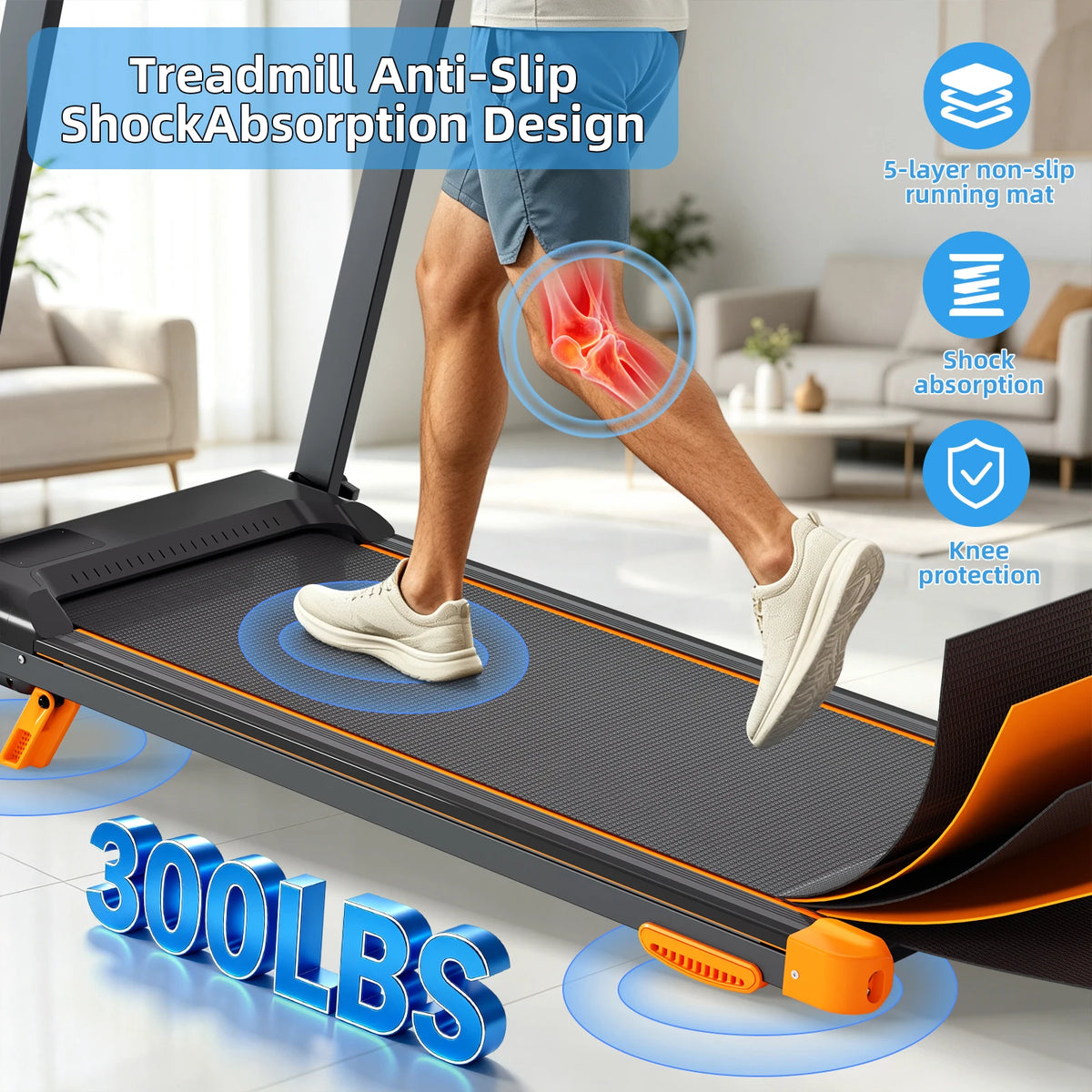 3.0HP Quiet Foldable Treadmill,12% Incline,0.6-7.5MPH 3-in-1 Training,12 HIIT Modes,App,Bluetooth speaker,Heart Rate Monitor,Shock Absorption,300LBS Capacity,Space-Saving Home Gym with Wheels