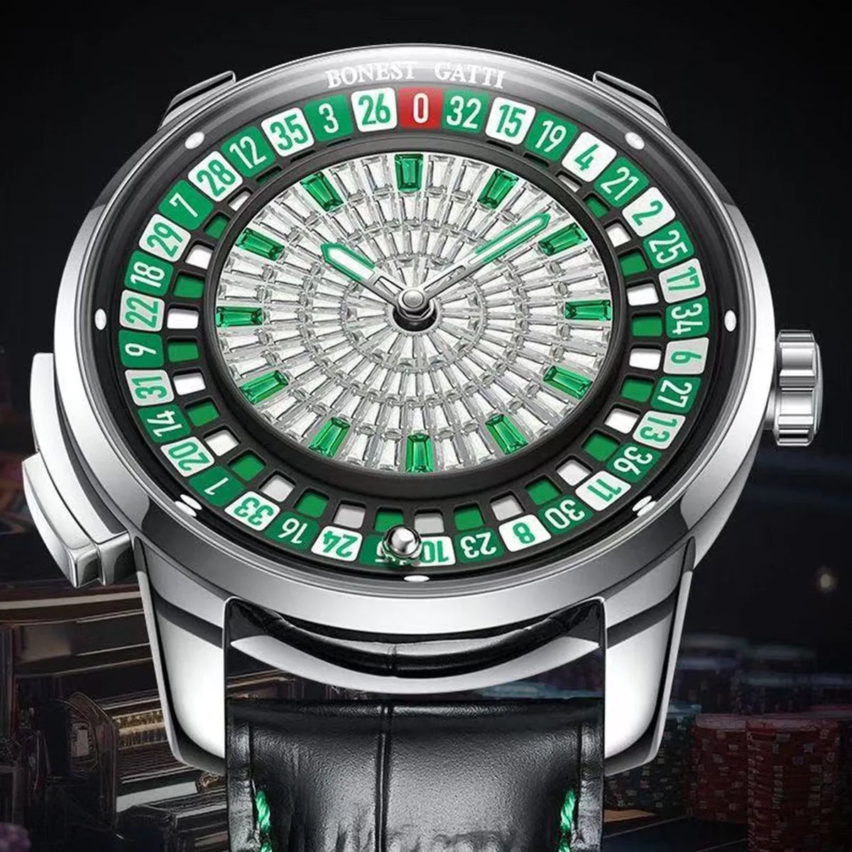 BONEST GATTI BONEST GATTI Rotating Dial Men's Watch Is An Automatic Mechanical Watch With A Rotating Dial