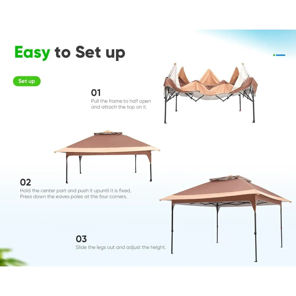 12x12FT Outdoor Pop up Canopy Tent, 420D Oxford Fabric, SPF50 + Sun Protection, Easy Setup Gazebos Ideal for Backyard & Camping