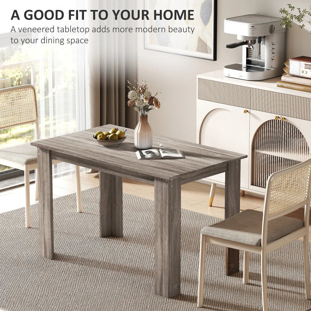 Modern 6‑Person Dining Table, 47.2" W Small Kitchen Dinner Table with Water‑Resistant Melamine Wood‑Grain Surface, Triangular Leg Stable Frame for Small Dining Area