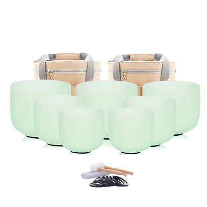Colored Quartz Crystal Singing Bowl 7pcs Chakra Set Sound Healing Meditation with/without Free Carry Bags