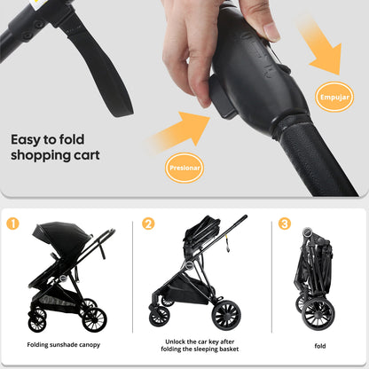 Foldable newborn stroller, Baby Stroller 2-in-1, outdoor camping vehicle, can be pushed in both directions, Festival gifts