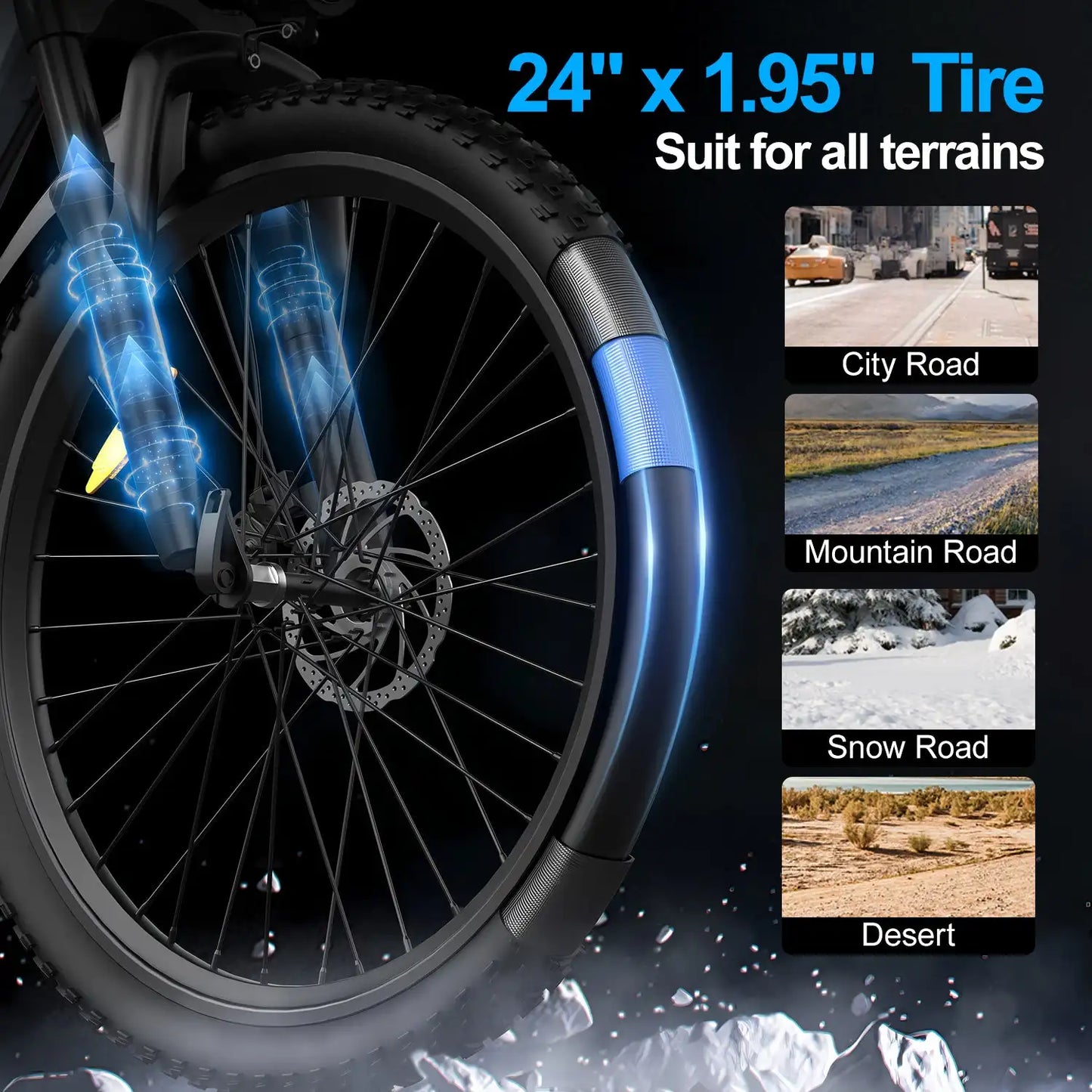 24-Inch 500W Electric Bike for Adults, 40 Miles 20Mph Mountain E-Bike, 360Wh Removable Battery, 7-Speed, 24-Inch Tires