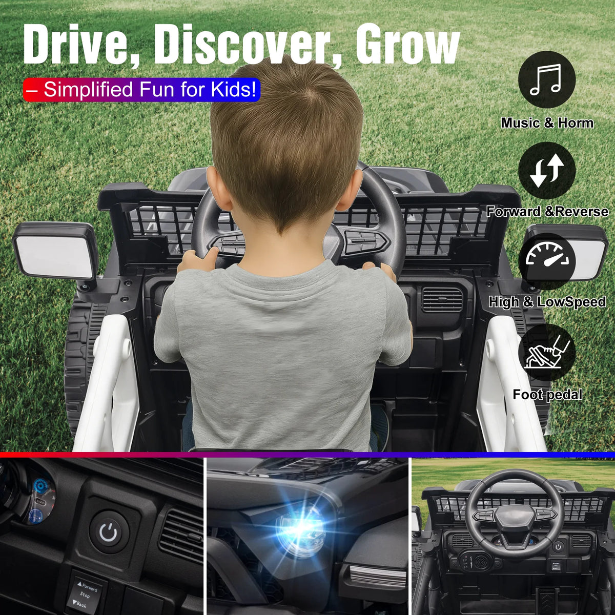 12V Ride On Car with Parent Remote Control, Toddler Police Electric Car with Spring Suspension, LED Lights & Music Player,Safe Battery Toy for Kids, Christmas & Birthday Gift