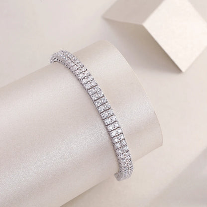 JIUZUAN Moissanite Tennis Bracelet Square Design 925 Silver 18K Gold Plated for Women Jewelry Gift Comes with GRA Certificate