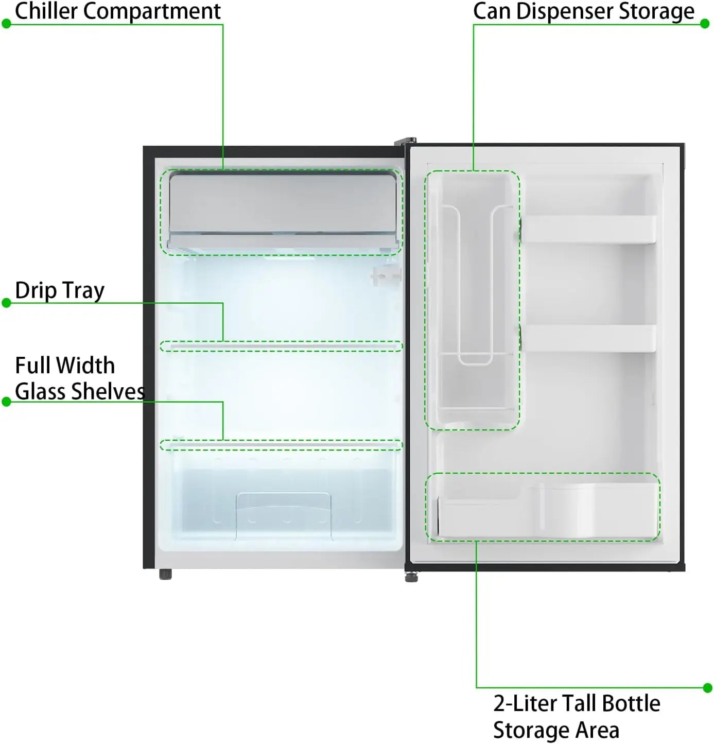 4.3 Cu.Ft Mini Fridge With Freezer, Single Door Small Refrigerator, 7 Settings Temperature Adjustable, Low Noise, For Home, RV