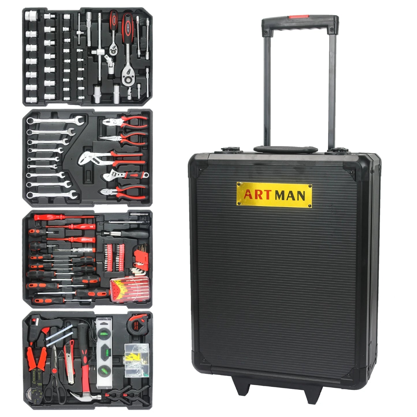 899 Piece Tool Set,Home Tool Kit with Rolling Toolbox,Complete Toolbox Set Hand Tool Set with Toolbox,Auto Repair Tool Set,Black