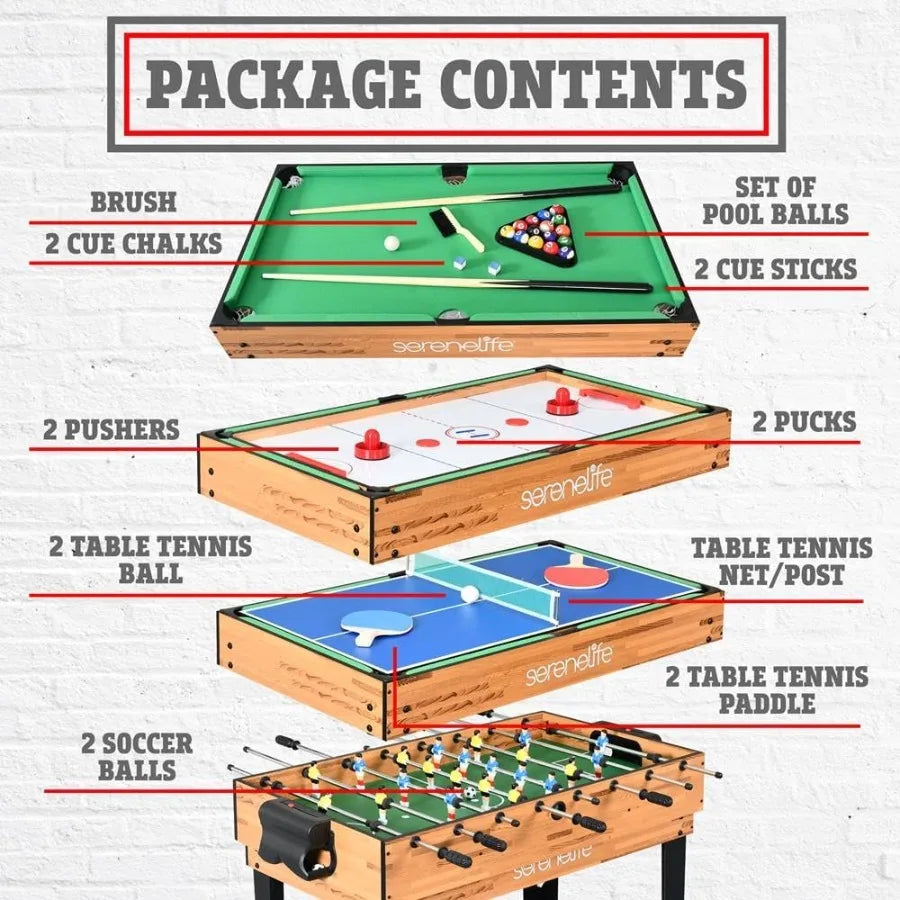 4in1 Multi Game Table 48 Sports Arcade with Accessories Ping Pong Air Hockey Pool Billiards Soccer Foosball All in One Indoor O