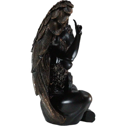 Large 24 Seated Sabbatic Goat Idol Statue - Baphomet, Samael, Lilith, Wicca Occult Illuminati Art Sculpture with Horned Design