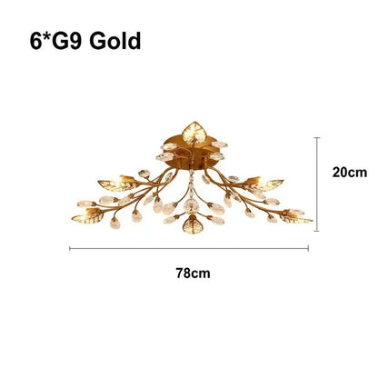 Modern Minimalist Crystal Ceiling Light Tree Branch American Style Creative Personality Living Room Designer Bedroom Bookstore