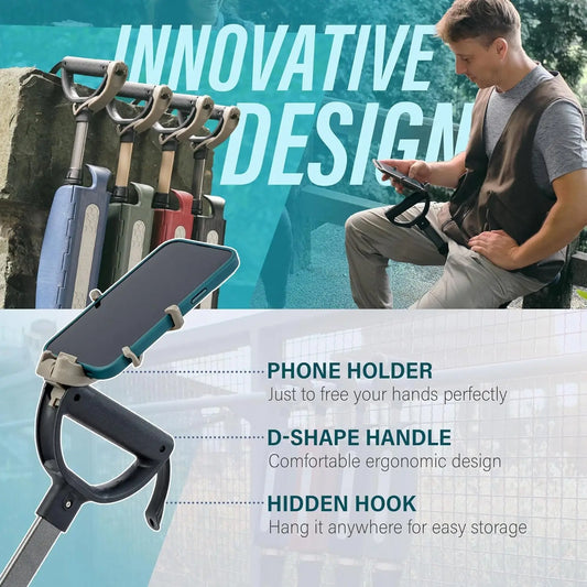 Portable Trekking Pole with Foldable Seat, Lightweight Aluminum Walking Stick Chair for Hiking Support