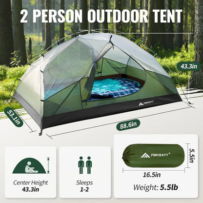 Tent for 2 Person is Waterproof and Windproof ,Lightweight Aluminum Pole Backpacking Tent Can be Set Up Quickly,Great for Hiking