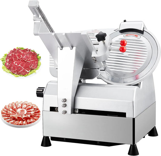 Tacleekii 10 Inch Automatic Meat Slicer Stainless Steel Commercial Food Slicer 110V Electric Deli Slicer for Meat, Cheese and Food Prep for Home Commercial Use