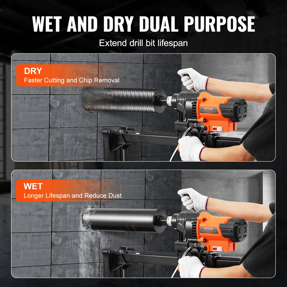 SucceBuy 3000W/3200W Core Drill Machine Drilling Diameter Diamond Stand Core Drill Rig Rugged Concrete Core Drill Wet Dry Use