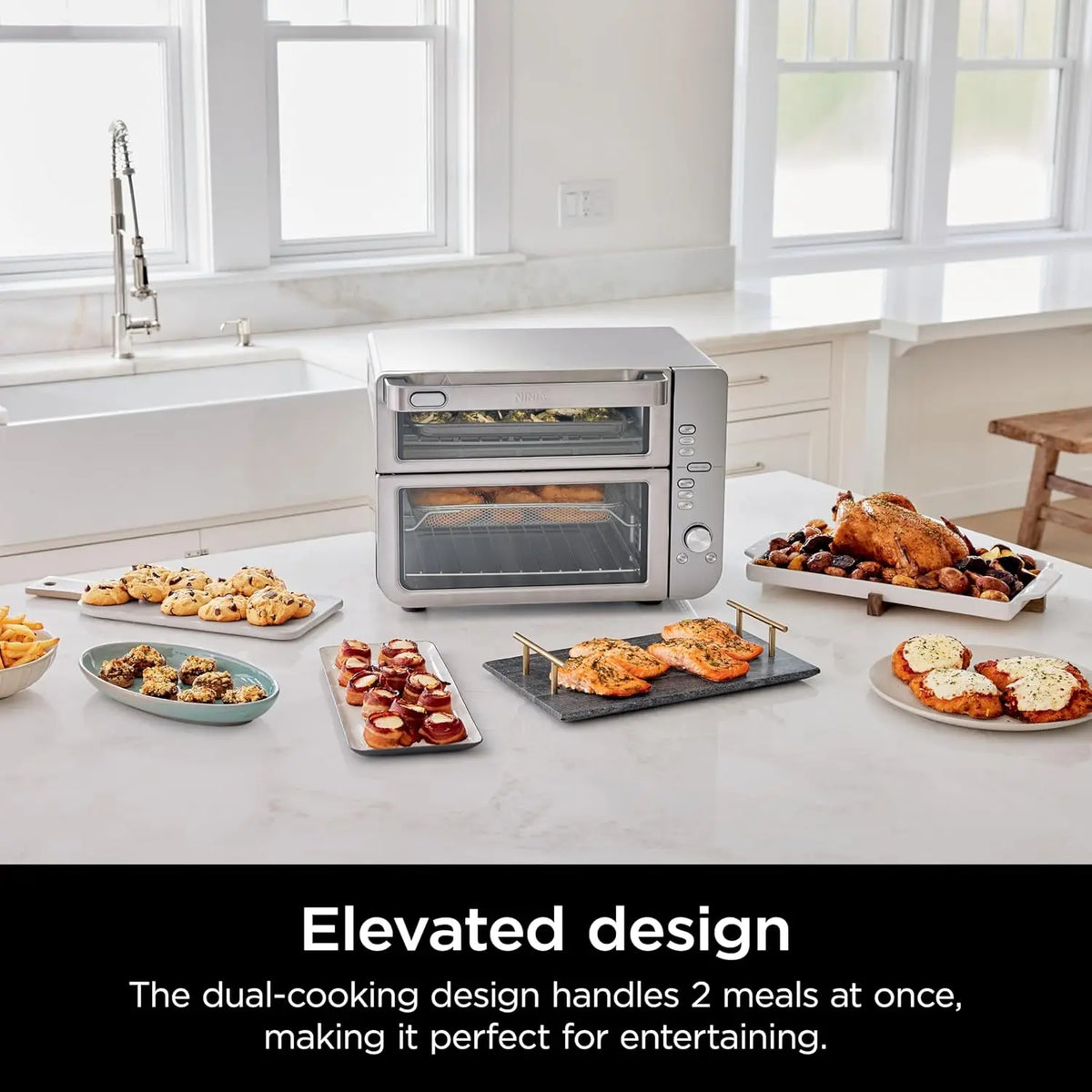 Large Capacity 12-in-1 Countertop Oven and Air Fryer, XL Size, Stainless Steel, Cooks Air Fry, Bake, Broil, Reheat, and Pizza