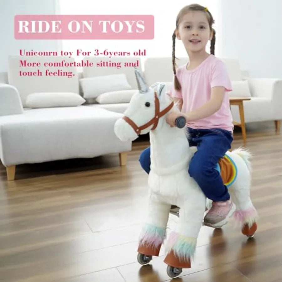 Small Size Ride On Horse - Baby Walker & Pony Riding Toys for Ages 3-8 Magical Ride on Toy Unicorn Toy & Horse Riding Experience