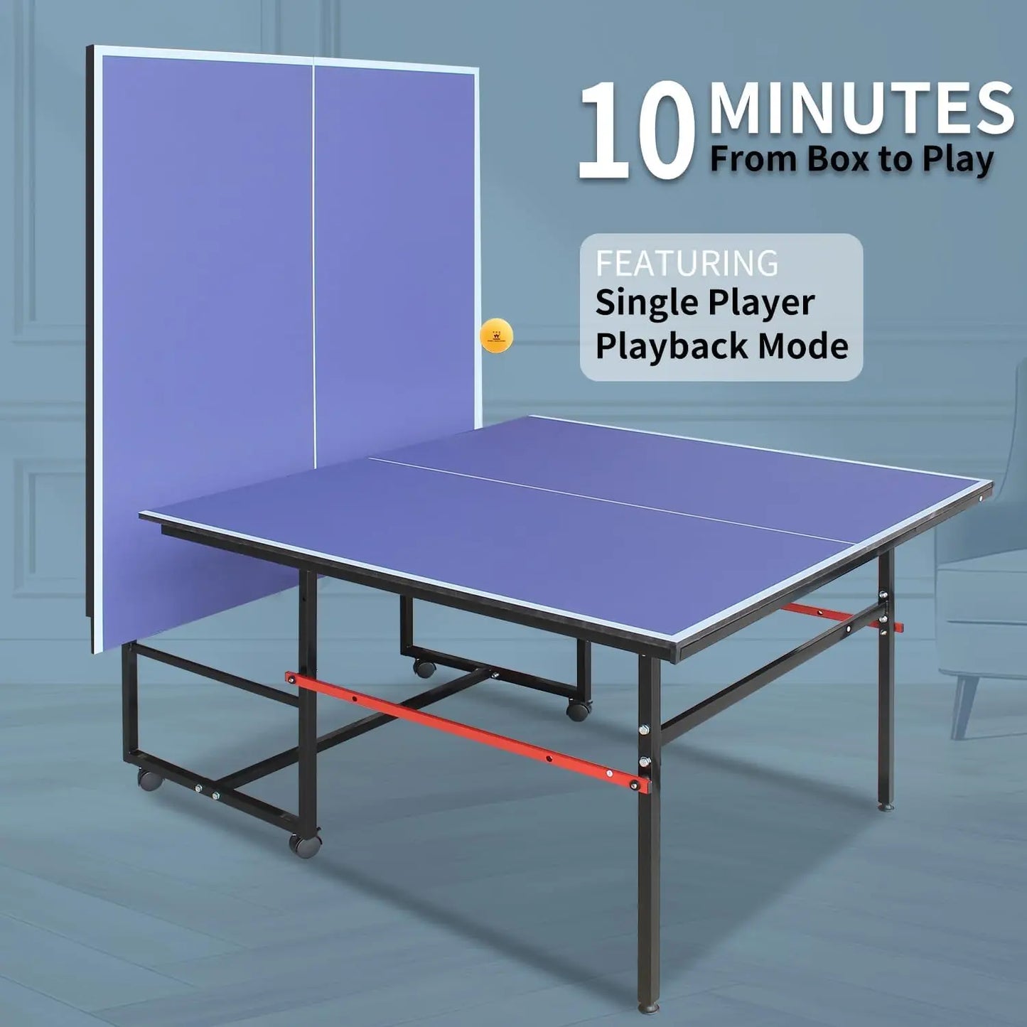 Portable Collapsible Table Tennis Table Set 8FT Indoor/Outdoor Ping Pong Table for Family Recreation & Gifts Quick Assembly