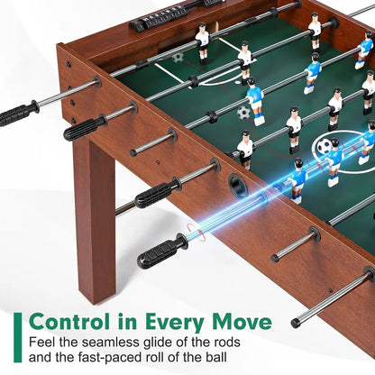 48in Competition-Sized Game Table for Home & Game Room – Includes 2 Balls & 2 Cup Holders – Classic Indoor Soccer Game