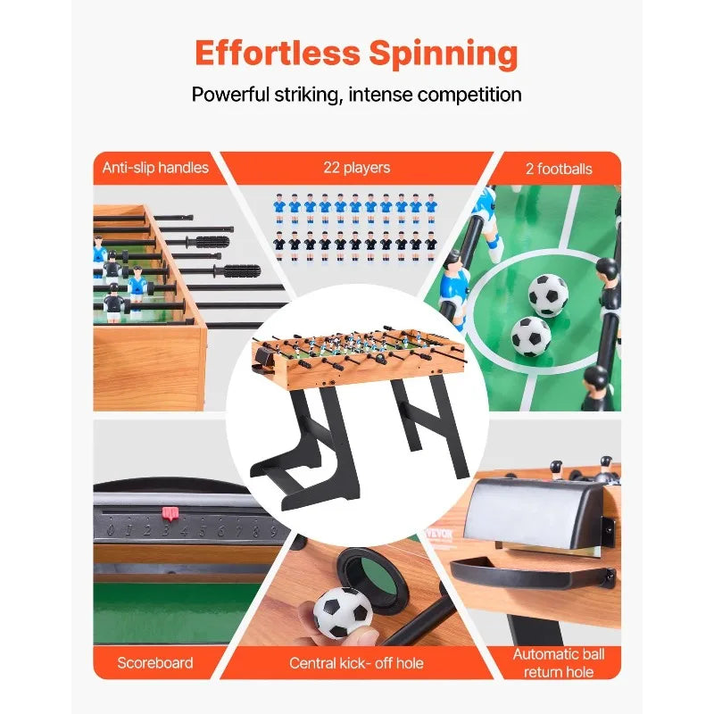 42 inch Folding Foosball Soccer Game Table Standard Size Indoor Table for Home