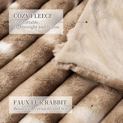 Throw Blanket for Couch - 108" x 90" Faux Rabbit Fur Throw Blanket Cozy Soft Warm Blankets for Bed Sofa Bedroom Living Room Fluf