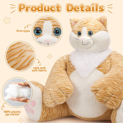 20lbs Giant Big Fat Orange Cat Plush Toy, Large Overweight Cat Stuffed Animal 39.3 inches Huge Cute Jumbo Soft Toys