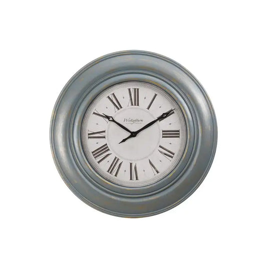 Oversized 30" Round Wall Clock in Antique Blue - Transitional Design for Home Decor