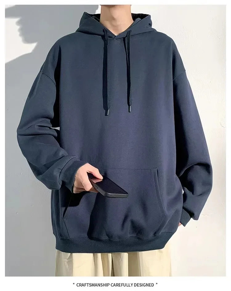 400G Heavy-duty Velvet Autumn and Winter Hooded Sweater Multi-color Solid Color Simple and Thick Sports Hoodie for Men and Women