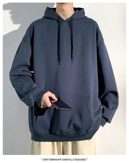 400G Heavy-duty Velvet Autumn and Winter Hooded Sweater Multi-color Solid Color Simple and Thick Sports Hoodie for Men and Women