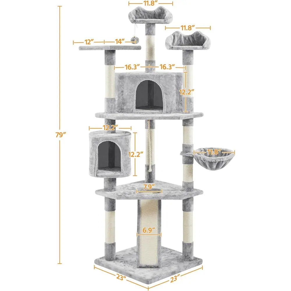 79 inches Cat Tree Multi-Level Cat Tower with Scratching Post Indoor Cat Condo Pet Stand Play House urniture Kitten Kitty Activi