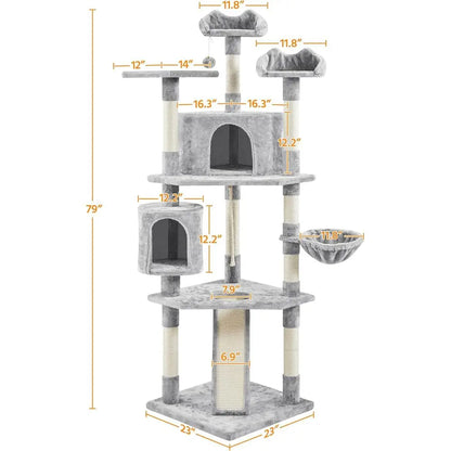 79 inches Cat Tree Multi-Level Cat Tower with Scratching Post Indoor Cat Condo Pet Stand Play House urniture Kitten Kitty Activi