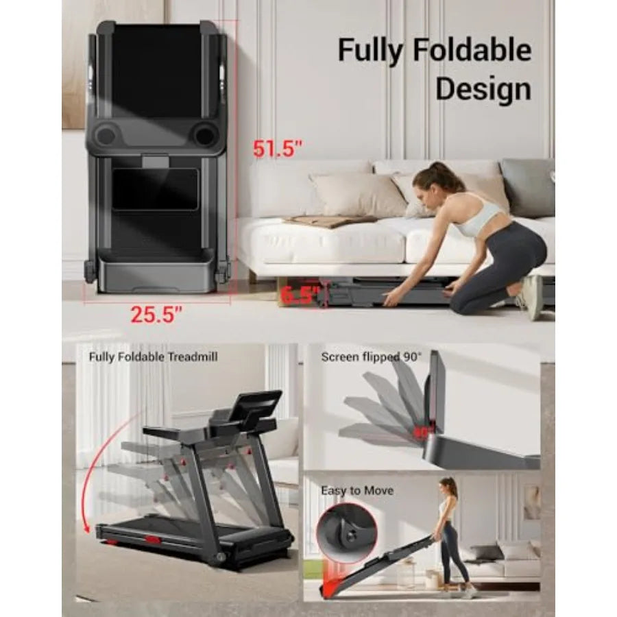 Fitness Home Treadmill with 20 Auto Incline for home gym use, steel frame, black finish, foldable design and quiet motor