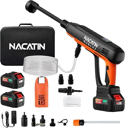 1200PSI Cordless Pressure Washer, 2X 4.0Ah Battery Power Washer with Triplex Plunger Pump & Pressure Settings, 500W Brushless Mo