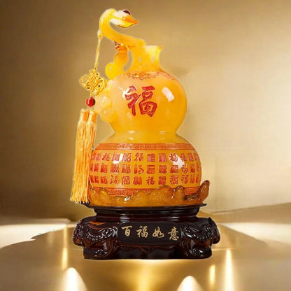 Lucky Wooden Glazed Brass Gourd Decor for Home, Office, and Celebration Gifts