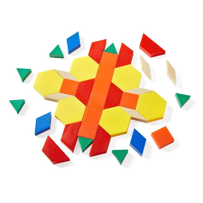 Plastic Pattern Blocks Set for Kids: Montessori Geometric Shapes, Symmetry, and Shape Recognition for Classrooms (1,250 Pieces)