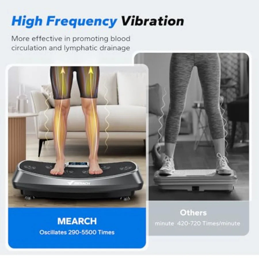 MERACH 3D 4D Vibration Plate Exercise Machine for Lymphatic Drainage Weight Loss with 2 Tension Ropes Whole Body Vibration Plat