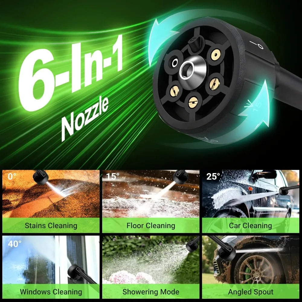 1200PSI Cordless Pressure Washer, 2X 4.0Ah Battery Power Washer with Triplex Plunger Pump & Pressure Settings, 500W Brushless Mo