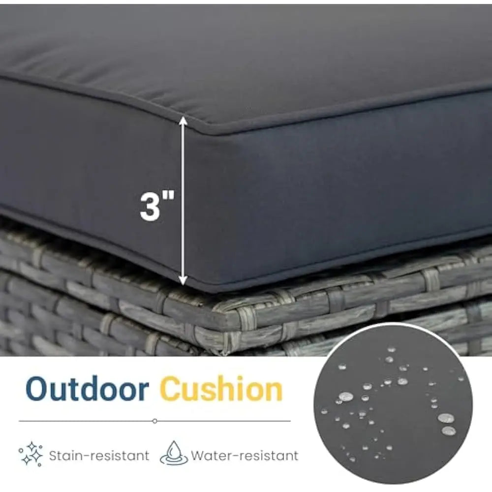 5-Pieces Outdoor Patio Furniture Sets with Cushions & Glass Coffee Table, All Weather Wicker Rattan Sectional Sofa Set