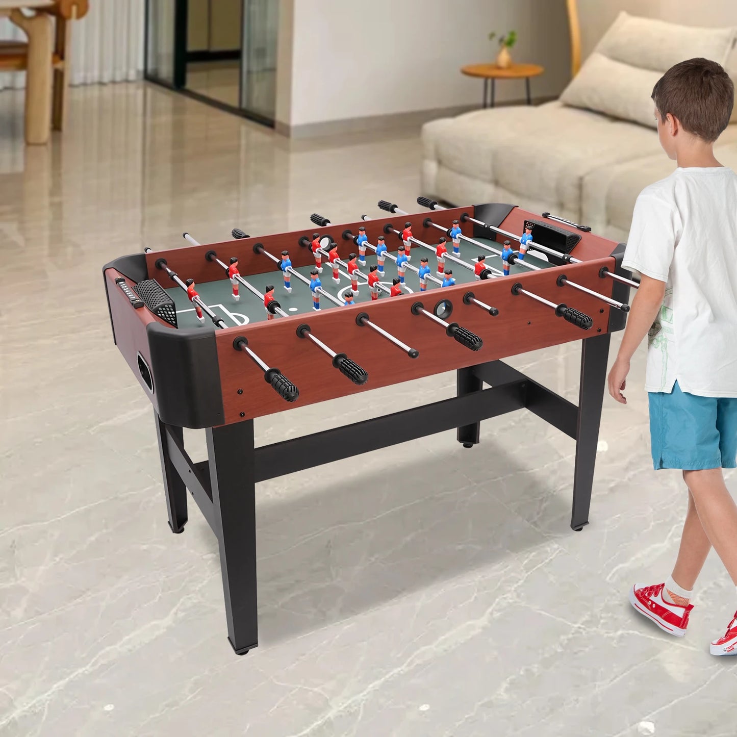 47.2in Foosball Game Table Soccer Table Game football Game Competition Sized Set with Scoreboard Ball Storage Box Entertainment