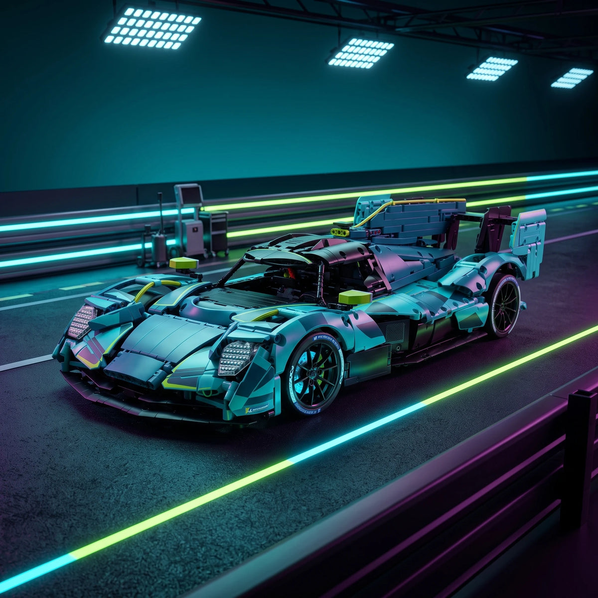 MOC 1:8 2025 Le Mans 24h Aston Martin Valkyrie THOR Team Building Blocks 3069PCS