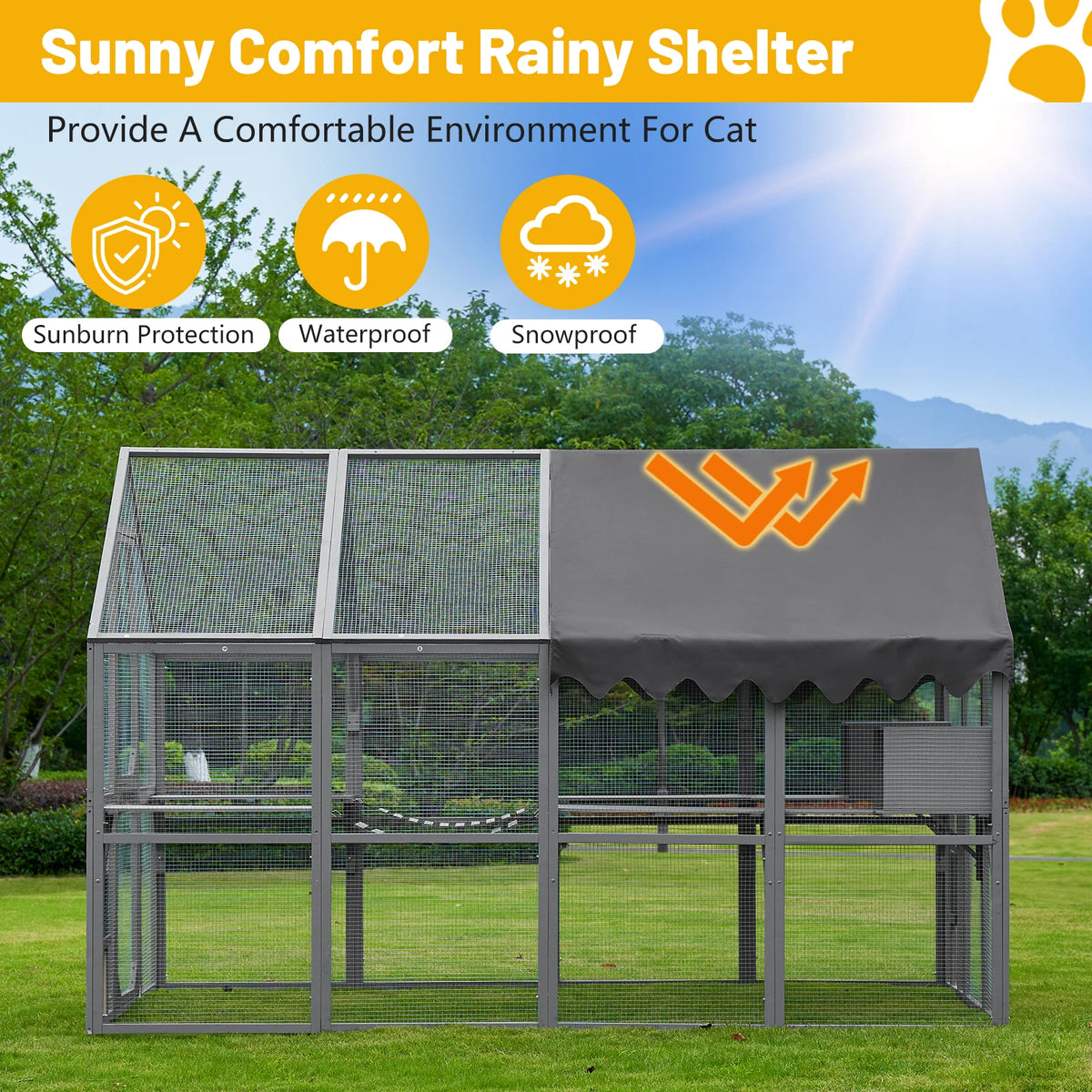 Large Outdoor Cat Enclosure 110 Inch Playpen Multi Platform Indoor Outdoor Waterproof Cat House Backyard Garden Pet Cage for Kittens And Small Cats