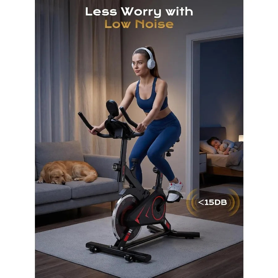Exercise Bike, 350 LB Capacity Adjustable Stationary Bike for Home Gym