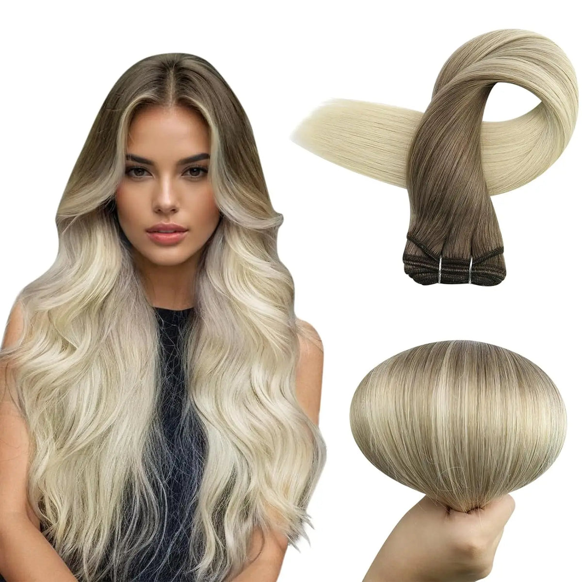Full Shine Human Weft Hair Extensions 100% Real Straight Natural Human Hair Extensions For Salon