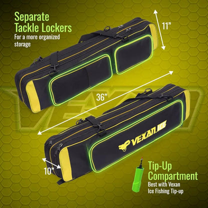 WaterResistant Ice Fishing Rod Case for Portable Storage and Travel Fits 8 Rods TipUps and Lures Ideal for Outdoor Winter Fishi