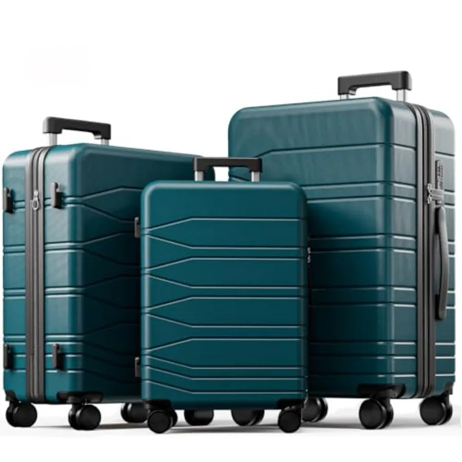 3 Pcs Expandable Luggage Set Suitcases with Wheels Hardshell Large