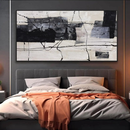 Large Abstract Wall Art Black White Canvas Painting Modern Home Decor 29x58 Inch Framed Artwork for Living Room Bedroom